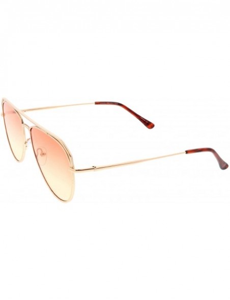 Aviator Modern Open Metal Double Crossbar Gradient Flat Lens Aviator Sunglasses 55mm - Gold / Orange Yellow - CP184WZ0D4O $11.68