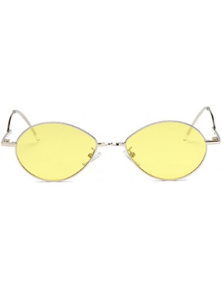 Goggle Fashion Sunglasses Vintage Oval Marine Lens Female Men Sunglasses - Yellow - CV18EGXHQXE $12.07