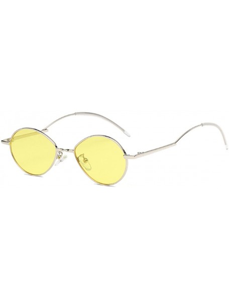 Goggle Fashion Sunglasses Vintage Oval Marine Lens Female Men Sunglasses - Yellow - CV18EGXHQXE $12.07