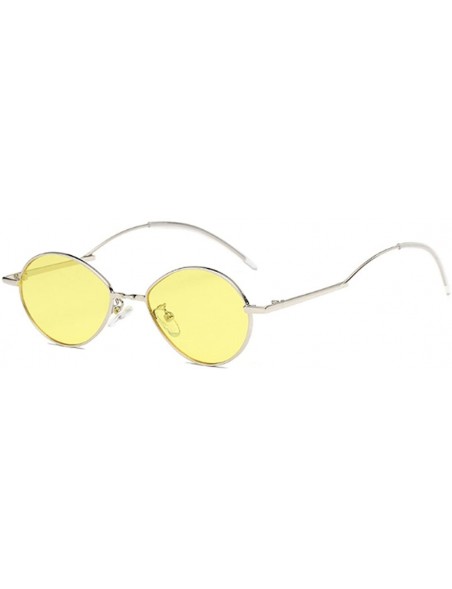 Goggle Fashion Sunglasses Vintage Oval Marine Lens Female Men Sunglasses - Yellow - CV18EGXHQXE $12.07