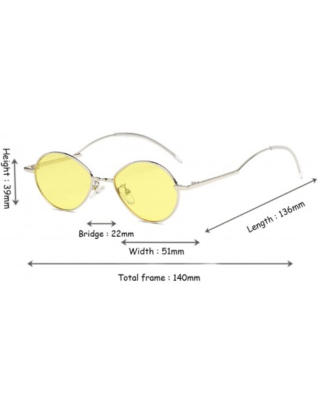 Goggle Fashion Sunglasses Vintage Oval Marine Lens Female Men Sunglasses - Yellow - CV18EGXHQXE $12.07