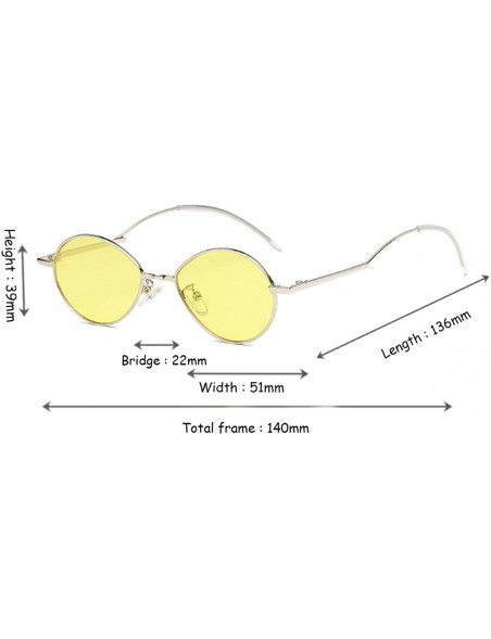 Goggle Fashion Sunglasses Vintage Oval Marine Lens Female Men Sunglasses - Yellow - CV18EGXHQXE $12.07