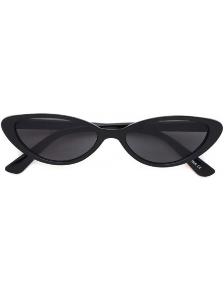 Cat Eye Retro Vintage Narrow Cat Eye Sunglasses 2462 - Black Smoke - C318SZCHMU6 $10.70