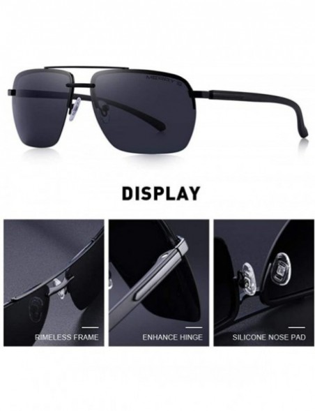 Aviator DESIGN Men Classic Sunglasses Rectangle Rimless Luxury Brand C01 Black - C05 G15 - CL18XE9K4GX $13.27