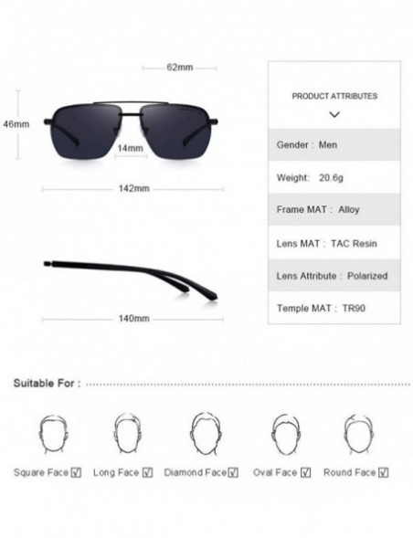 Aviator DESIGN Men Classic Sunglasses Rectangle Rimless Luxury Brand C01 Black - C05 G15 - CL18XE9K4GX $13.27