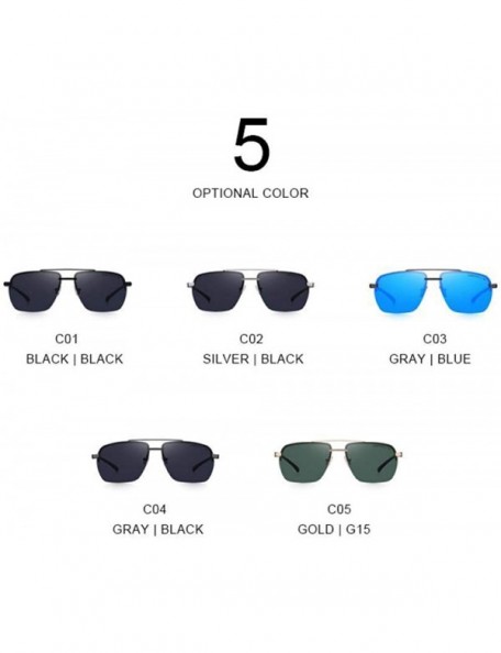 Aviator DESIGN Men Classic Sunglasses Rectangle Rimless Luxury Brand C01 Black - C05 G15 - CL18XE9K4GX $13.27