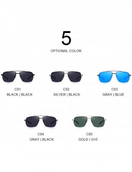 Aviator DESIGN Men Classic Sunglasses Rectangle Rimless Luxury Brand C01 Black - C05 G15 - CL18XE9K4GX $13.27