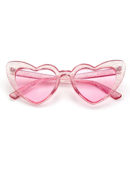 Oversized Clout Goggle Heart Sunglasses Vintage Cat Eye Mod Style Retro Kurt Cobain Glasses - Clear Pink - CI18EREG220 $10.41