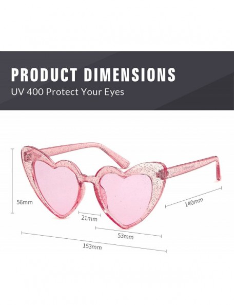 Oversized Clout Goggle Heart Sunglasses Vintage Cat Eye Mod Style Retro Kurt Cobain Glasses - Clear Pink - CI18EREG220 $10.41