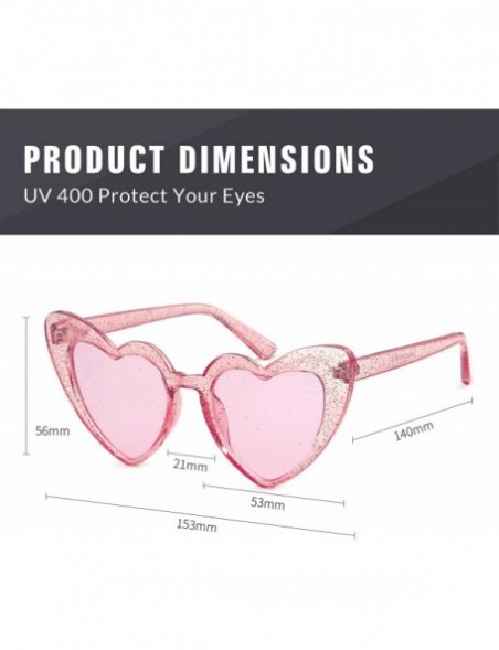 Oversized Clout Goggle Heart Sunglasses Vintage Cat Eye Mod Style Retro Kurt Cobain Glasses - Clear Pink - CI18EREG220 $10.41