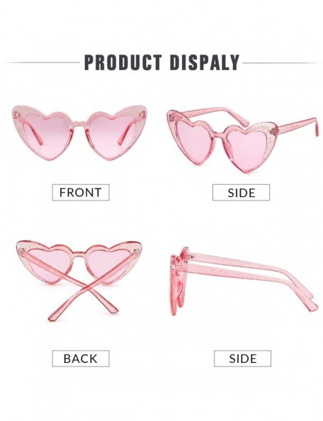 Oversized Clout Goggle Heart Sunglasses Vintage Cat Eye Mod Style Retro Kurt Cobain Glasses - Clear Pink - CI18EREG220 $10.41