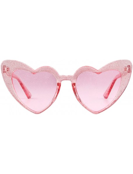 Oversized Clout Goggle Heart Sunglasses Vintage Cat Eye Mod Style Retro Kurt Cobain Glasses - Clear Pink - CI18EREG220 $10.41