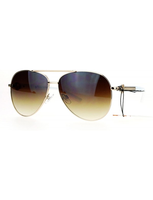 Aviator Unisex Aviator Sunglasses Classic Designer Fashion Aviators UV 400 - Gold White - CU1884Z67HY $8.27