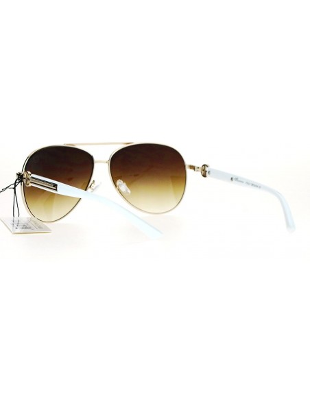 Aviator Unisex Aviator Sunglasses Classic Designer Fashion Aviators UV 400 - Gold White - CU1884Z67HY $8.27