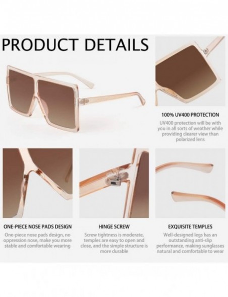 Round Ultralight Square Oversized Sunglasses Classic Fashion Style 100% UV Protection for Women Men - Champagne - C918E893DND...