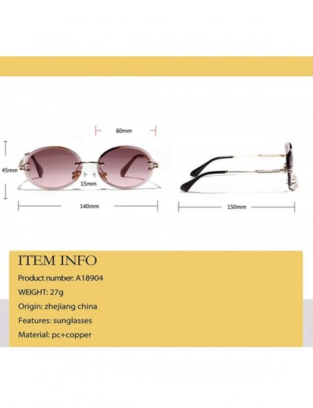 Rimless Malluo Rimless oval Women Sunglasses 2019 Gradient Transparent Sun Glasses Retro Eyeglasses Fashion Trendy 80 - CU18A...