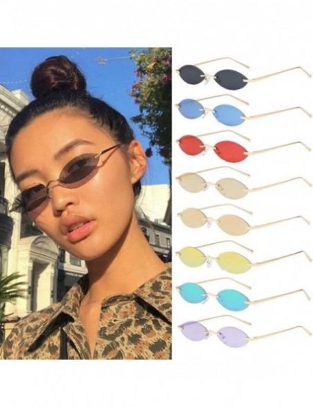 Goggle Women Narrow Cat Eye Sun Glasses Designer Vintage Small Rimless Sunglasses UV400 Sunglass Shades Men Goggles - 8 - C11...