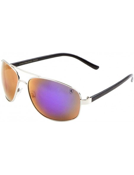 Aviator Color Mirror Thin Metal Frame Classic Round Frame Aviator Sunglasses - Purple Silver - CS199H2XHWT $21.15