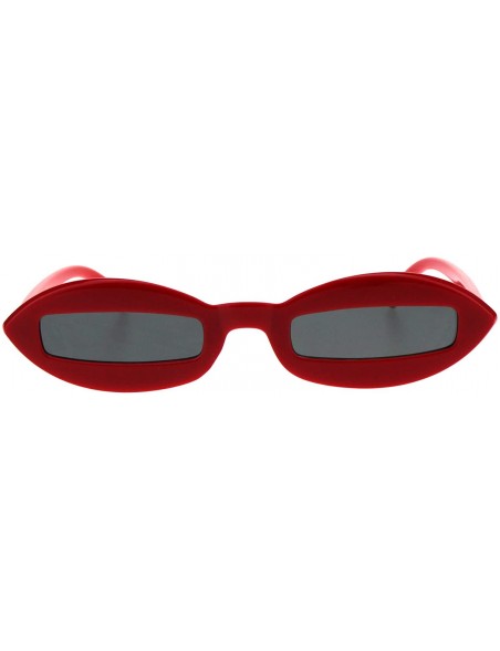 Rectangular Hippie Squint Slot Lens Retro Plastic Oval Sunglasses - Red Black - CM18G2HL403 $10.69