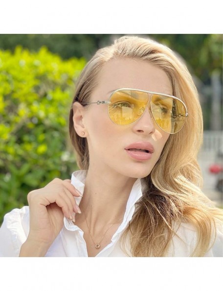 Oversized Classic pilot Sunglasses for men Women oversized Metal Frame retor sunglasses UV 400 Protection - 8 - C4196U2XO2X $...