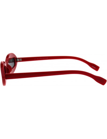 Rectangular Hippie Squint Slot Lens Retro Plastic Oval Sunglasses - Red Black - CM18G2HL403 $10.69