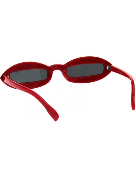 Rectangular Hippie Squint Slot Lens Retro Plastic Oval Sunglasses - Red Black - CM18G2HL403 $10.69