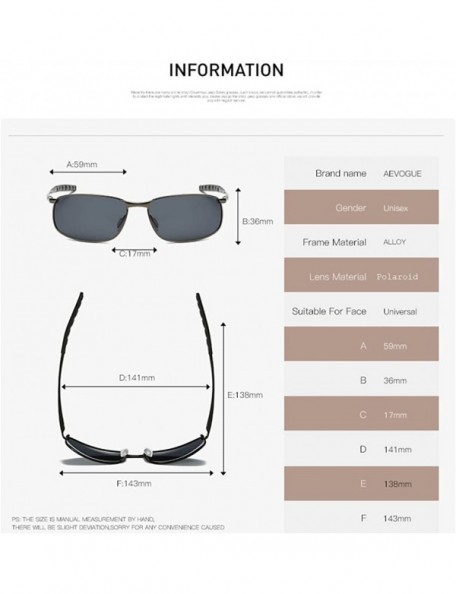 Rectangular Polarized Sunglasses For Men Rectangle Metal Frame Retro Sun Glasses AE0395 - Silver&blue - C517YAM79MD $14.08