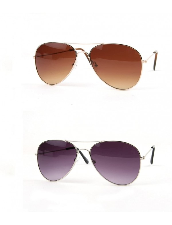 Aviator Classic Aviator Sunglasses P2162 - 2 Pcs Silver-gradientsmoke Lens & Gold-gradientbrown Lens - CS11ZFAT2BJ $23.56