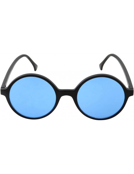 Oversized Oversized Round Sunglasses Hippie Color Lens Retro Circle Glasses Men and Women - Blue - CB1924A8ZWO $11.40