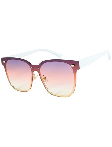 Square 2019 new one-piece lens fashion unisex brand trend designer sunglasses UV400 - Purple&pink - CO18T43GYCT $10.21