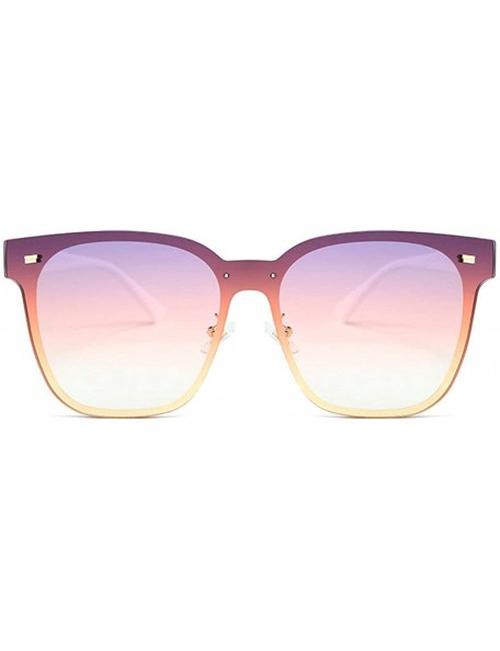 Square 2019 new one-piece lens fashion unisex brand trend designer sunglasses UV400 - Purple&pink - CO18T43GYCT $10.21