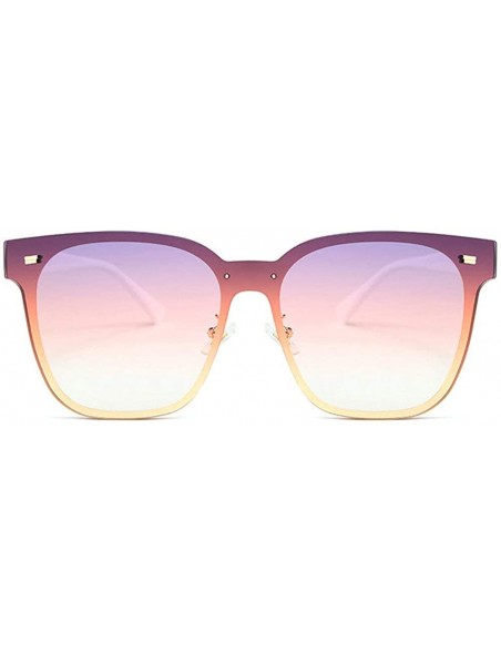 Square 2019 new one-piece lens fashion unisex brand trend designer sunglasses UV400 - Purple&pink - CO18T43GYCT $10.21