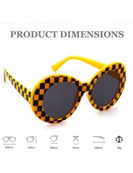 Wayfarer UV400 Clout Goggles Bold Retro Oval Mod Thick Frame Sunglasses - Yellow Grid - CQ18D2ASMHY $9.24