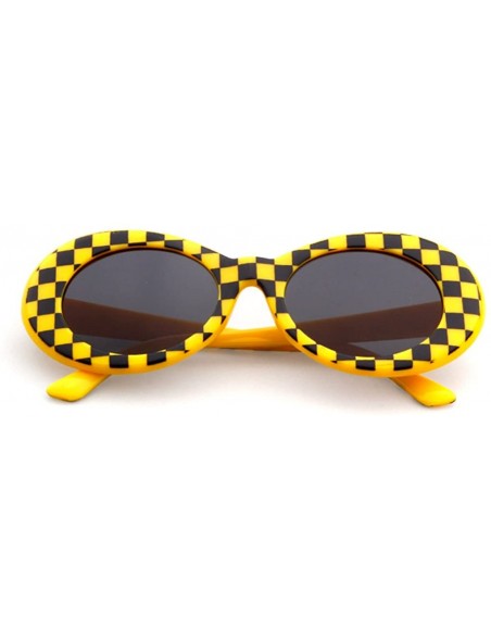 Wayfarer UV400 Clout Goggles Bold Retro Oval Mod Thick Frame Sunglasses - Yellow Grid - CQ18D2ASMHY $9.24