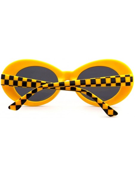 Wayfarer UV400 Clout Goggles Bold Retro Oval Mod Thick Frame Sunglasses - Yellow Grid - CQ18D2ASMHY $9.24