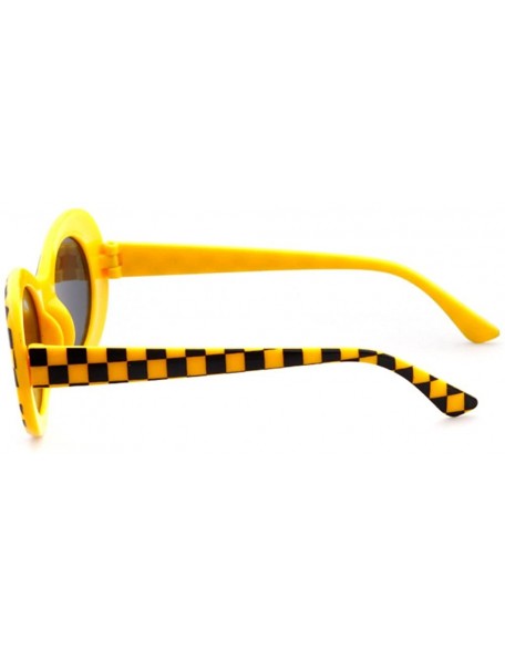 Wayfarer UV400 Clout Goggles Bold Retro Oval Mod Thick Frame Sunglasses - Yellow Grid - CQ18D2ASMHY $9.24