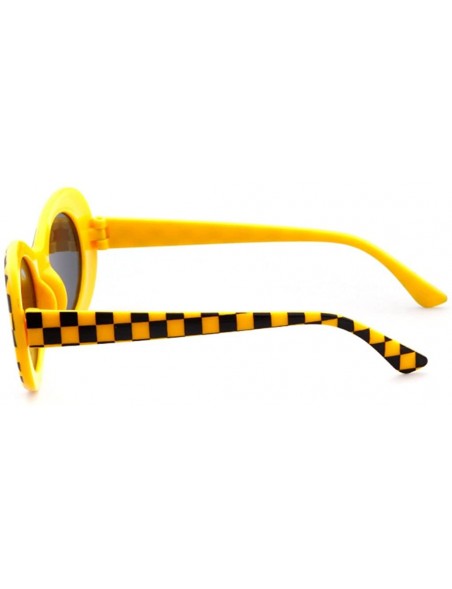 Wayfarer UV400 Clout Goggles Bold Retro Oval Mod Thick Frame Sunglasses - Yellow Grid - CQ18D2ASMHY $9.24