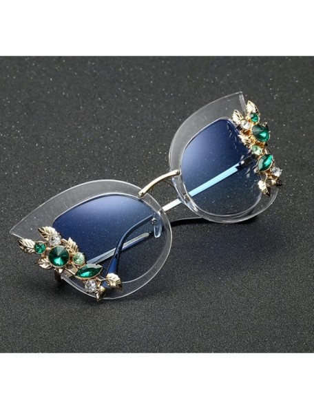 Rimless Womens Fashion Artificial Diamond Cat Ear Metal Frame Brand Classic Sun6131f - CN18RT80O8I $15.47