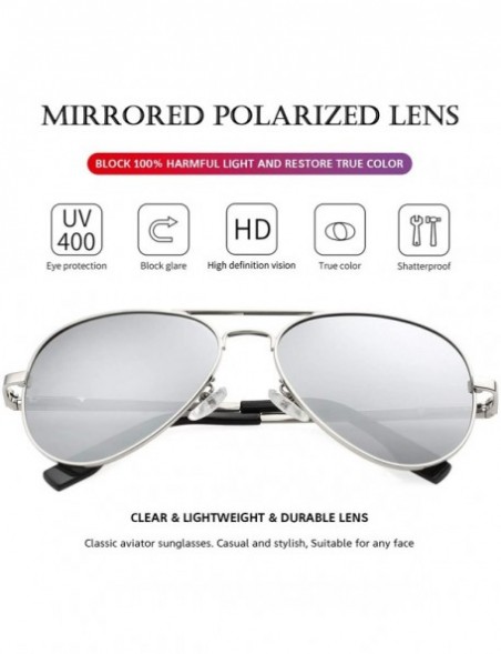 Round Polarized Aviator Sunglasses for Men Women Metal Frame 100% UV400 Protection Lens - 58mm - CM18Z7Z32MT $14.00