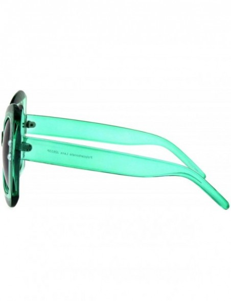 Butterfly Butterfly Ribbon Bow Pearl Frame Sunglasses Womens Oversized Shades - Green (Smoke) - CT18KWSSQS3 $11.07