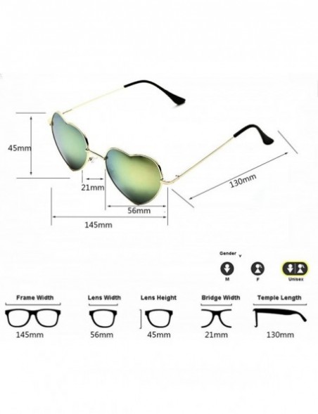 Aviator 6 Packs Vintage Mirrored Lens Aviator Unisex Heart Sunglasses Metal Frame - Pink Mirror - CX18E3CA57I $27.03