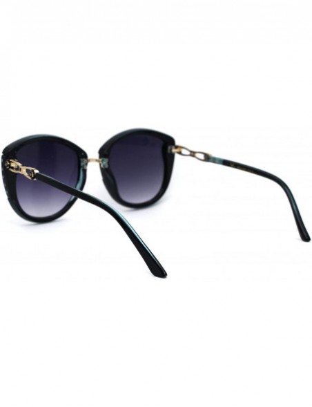 Butterfly Womens Sparkling Rhinestone Trim Butterfly Fashion Sunglasses - Black Blue Smoke - C3194MLQYQZ $12.53