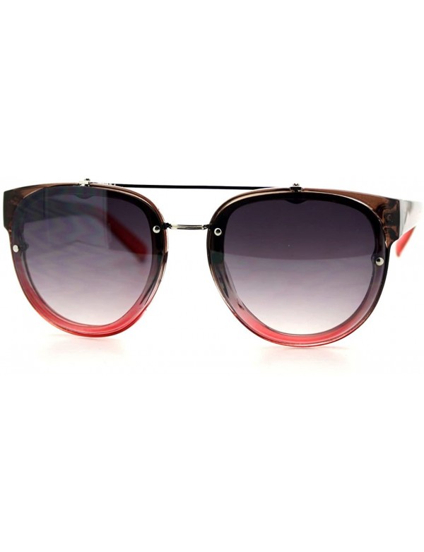 Rimless Womens Retro Hipster Sunglasses Round Flat Top Rimless Look - Brown Red - C61275NYQIN $9.56