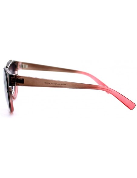 Rimless Womens Retro Hipster Sunglasses Round Flat Top Rimless Look - Brown Red - C61275NYQIN $9.56