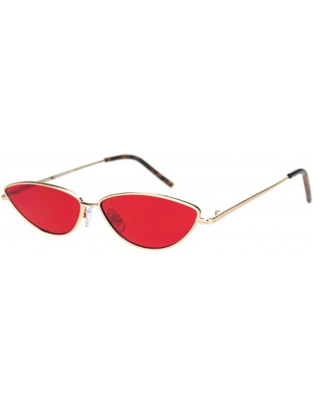 Cat Eye Womens Ironic Retro Narrow Metal Rim Cat Eye Sunglasses - Gold Red - C318NRIA5QZ $13.94