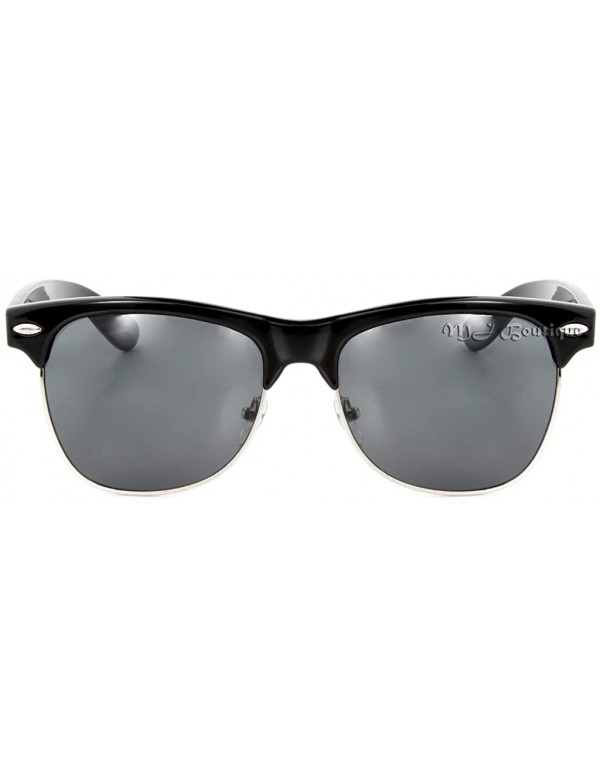 Semi-rimless Black Semi Rimless Sunglasses Dark Lens Half Frame Horn Rimmed - C311F9UNOQ5 $10.64