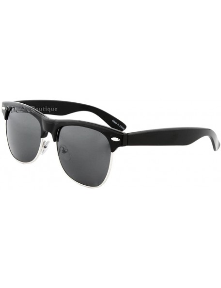 Semi-rimless Black Semi Rimless Sunglasses Dark Lens Half Frame Horn Rimmed - C311F9UNOQ5 $10.64