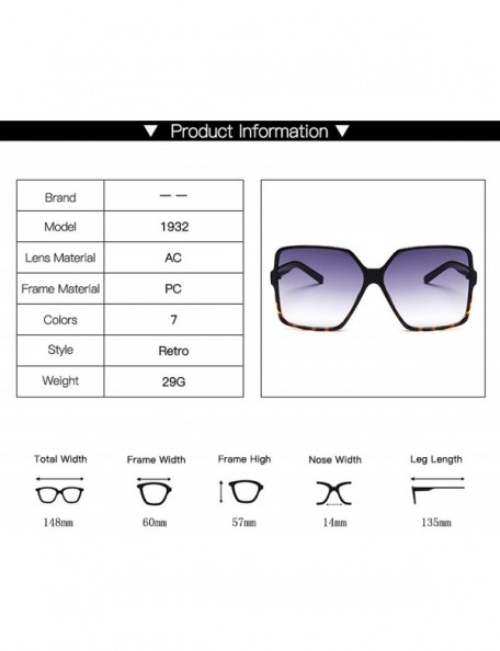 Square Fashion Women Oversize Sunglasses Gradient Plastic Er Female Sun Glasses UV400 Lentes De Sol Mujer - Brown - CH199C96Q...