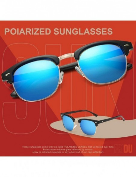 Wrap Retro Polarized Mens Sunglasses for Men Half Metal Women FD3030 - 1-blue - C41866C3TOL $12.83