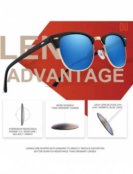 Wrap Retro Polarized Mens Sunglasses for Men Half Metal Women FD3030 - 1-blue - C41866C3TOL $12.83